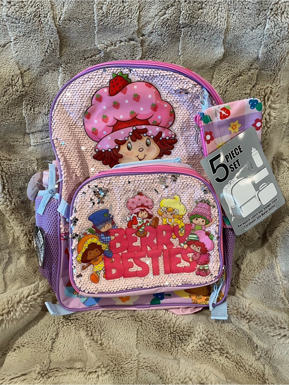 Strawberry Shortcake Backpack Lunch Tote 5 Piece Set
